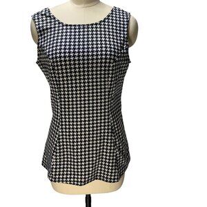 Houndstooth Sleeveless Top By‎ Faith And Joy M Black & White
